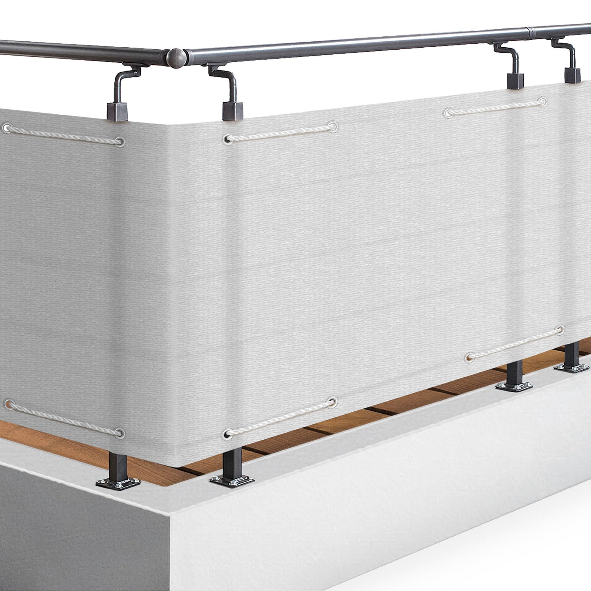 Sol Royal Balkon Sichtschutz HB2 HDPE blickdichte Balkonumspannung Geländer | 100x500cm Weiß Schutz für Abdeckung Ösen Kordel Balkonverkleidung Windschutz SolVision HB2