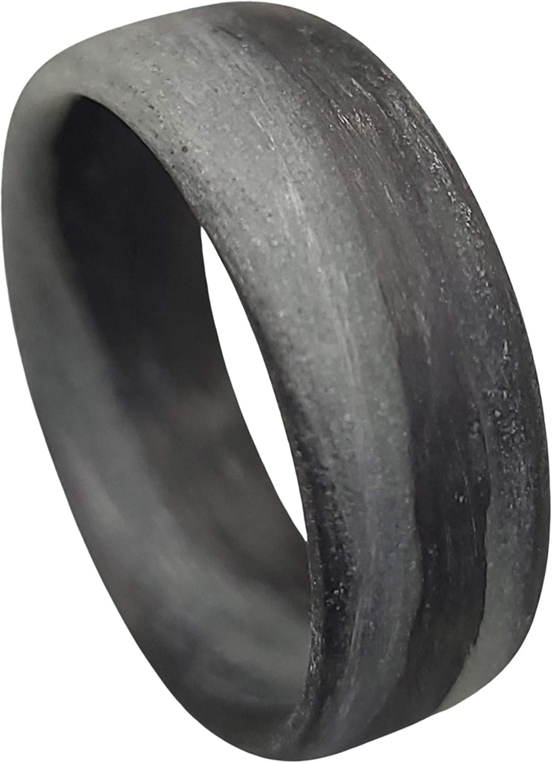Carbon Fiber Grey Marbled Glow Ring, Aqua or Green Glow, Matte Finish, Glow-in-the-Dark, Durable, Waterproof, Sizes 4-16, Custom Band Widths, Made in USA