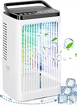 Mobile Klimaanlage Luftkühler- YEBABFIT tragbarer Klimageräte Persönlich Ventilator mit 4 Windgeschwindigkeiten 1200ml Wassertank 7 Farben Licht 2 Sprühfunktion, 1-8H Timer, für Schlafzimmer Büro