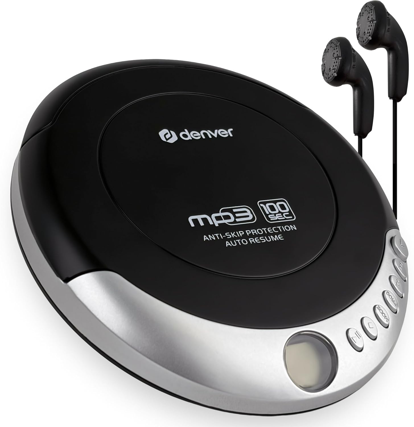 Denver Portable CD Player DMP-391 Walkman Compatible with CD, CD-R and CD/RW Anti-Shock Function Bass Amplification System Headphones Included