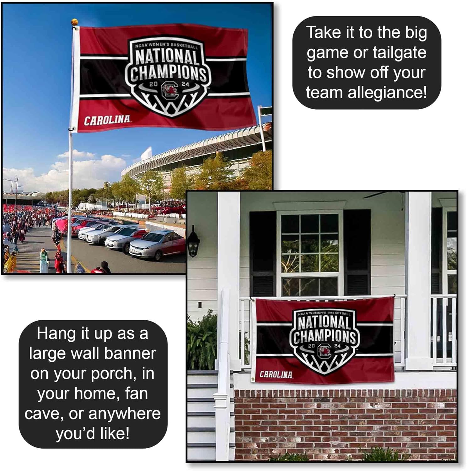 South Carolina Gamecocks 2024 Womens Basketball National Champions 3x5 Grommet Flag