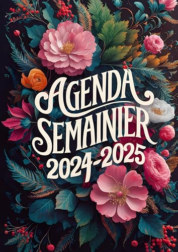 Agenda 2024 2025 Semainier: 1 semaine sur 2 pages, planificateur Professionnel Grand format A4, 12 Mois, Présentation Verticale avec heures, en Français