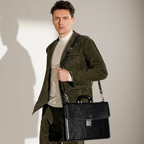 Miniatura 2 de Time Resistance Leather Briefcase - Italian Handmade Leather Laptop Bag - Handbag for Men - Professional Computer Case