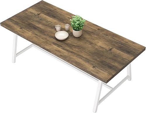 Miniatura 9 de Tribesigns Mesa de comedor para 8 personas, mesa de cocina rectangular de madera de 70.87 pulgadas con marco de metal fuerte, mesa de comedor grande