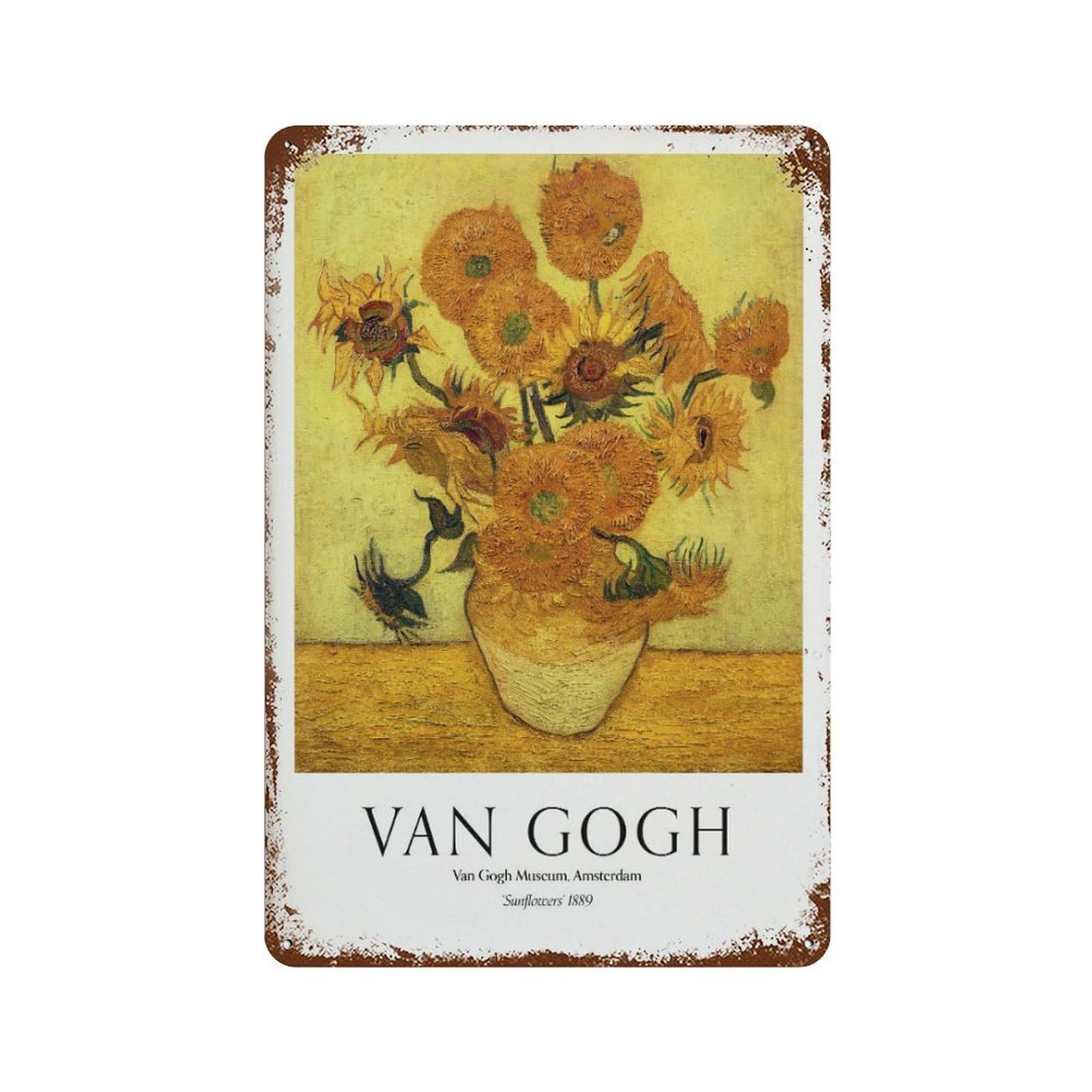 xiaoxiaoshen Van Gogh Sunflowers Vintage Floral Wall Decor Art Metal Tin Poster Modern Home Decor Art Home Bar Shop Decorations Vintage Sign 30x20cm