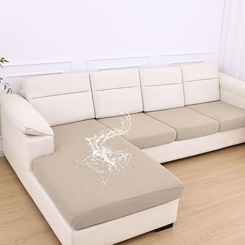 Miniatura 26 de hyha - Fundas de cojín impermeables para sofá modular, fundas de cojín de sofá en forma de L, tela jacquard gruesa, funda de diván con parte Gris