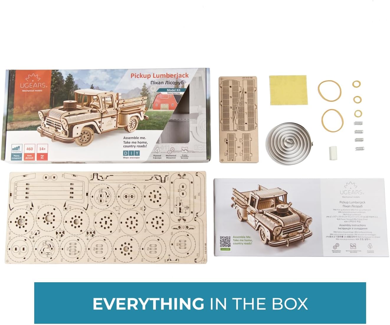 UGEARS Pickup Lumberjack Model Car Kits 3D Puzzle Adult Crafts, Mechanical Wooden Model Kits for Adults