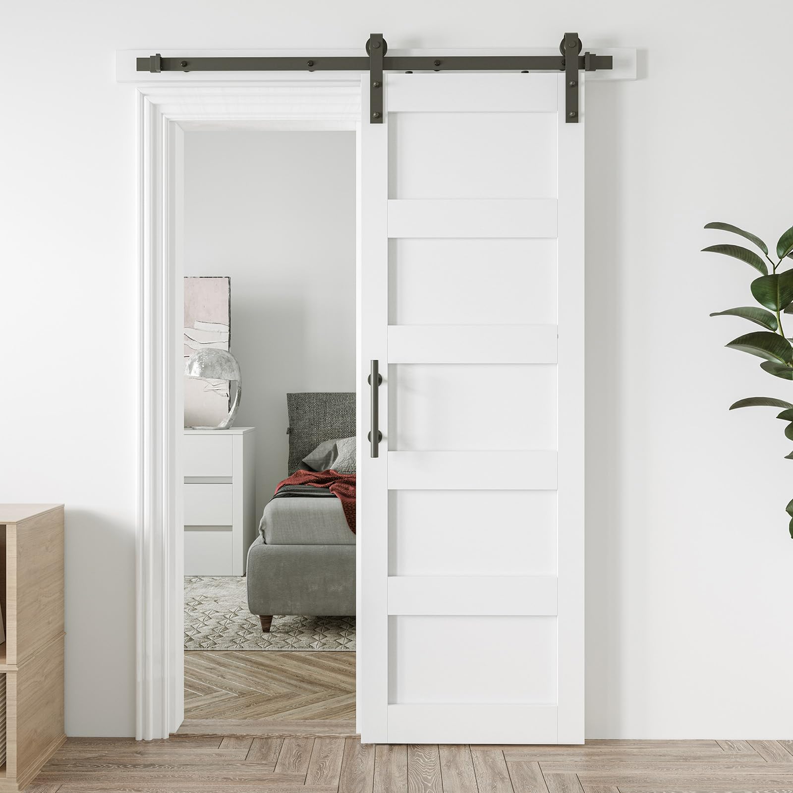 COSHOMER 28x84 White 5-Panel Barn Door