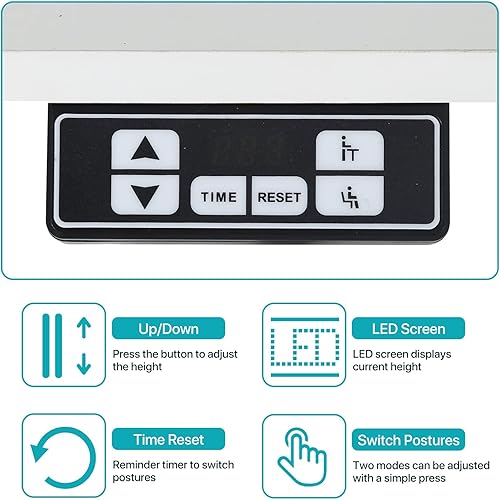 Miniatura 4 de HKLGorg Escritorio eléctrico de pie de 55 pulgadas, escritorio de pie ajustable en altura ajustable, escritorio para computadora en casa, oficina,