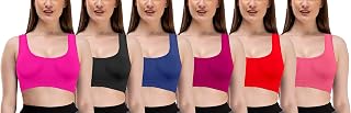 Mysha Women's Cotton Non Padded Non-Wired Sports Bra (Pack of 6) Price In India