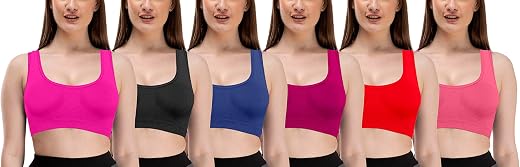 Mysha Women's Cotton Non Padded Non-Wired Sports Bra (Pack of 6)