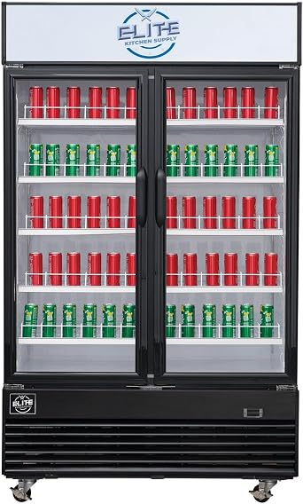 Commercial 2 Swing Glass Door Merchandiser Refrigerator, ETL Display Fridge Cooler, 2 Section Upright, 39-3/8 W 33.6 cu. ft. Fan Cooling