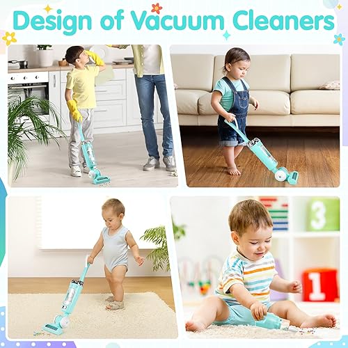 Miniatura 7 de Juego de aspiradora para niños pequeños, 2 piezas de juguetes al vacío para niños pequeños de 3 años en adelante con efectos de sonido, juego de