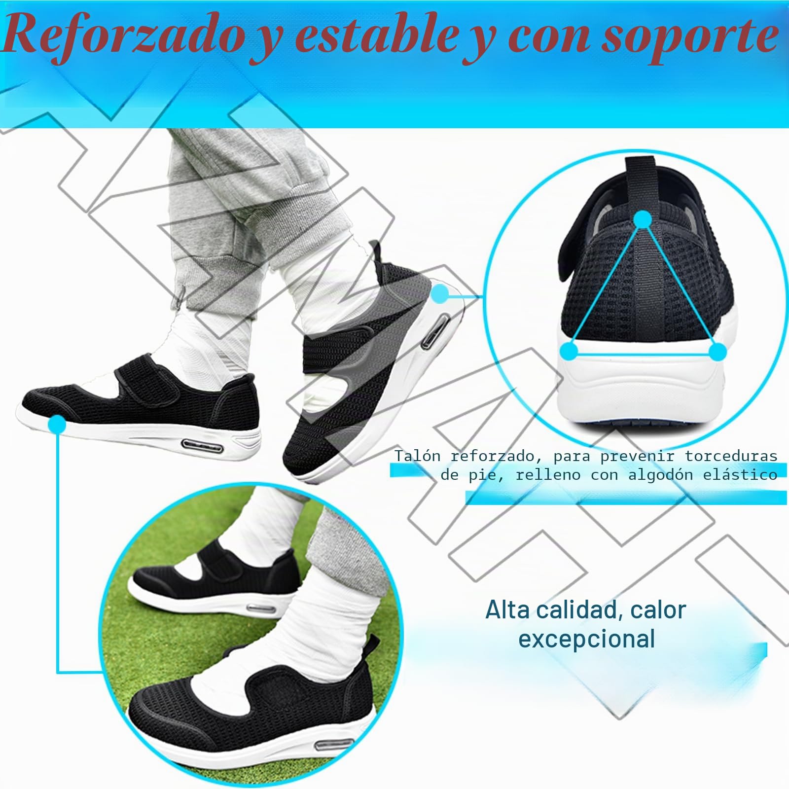 Zapatos pies Diabeticos Mujer Deportivas CuñA Interior Zapatos cómodos para juanetes Zapatillas Cómodas Ancho Especial ortopédicos Caminar ortopédicas Fascitis Plantar,Azul,39 EU