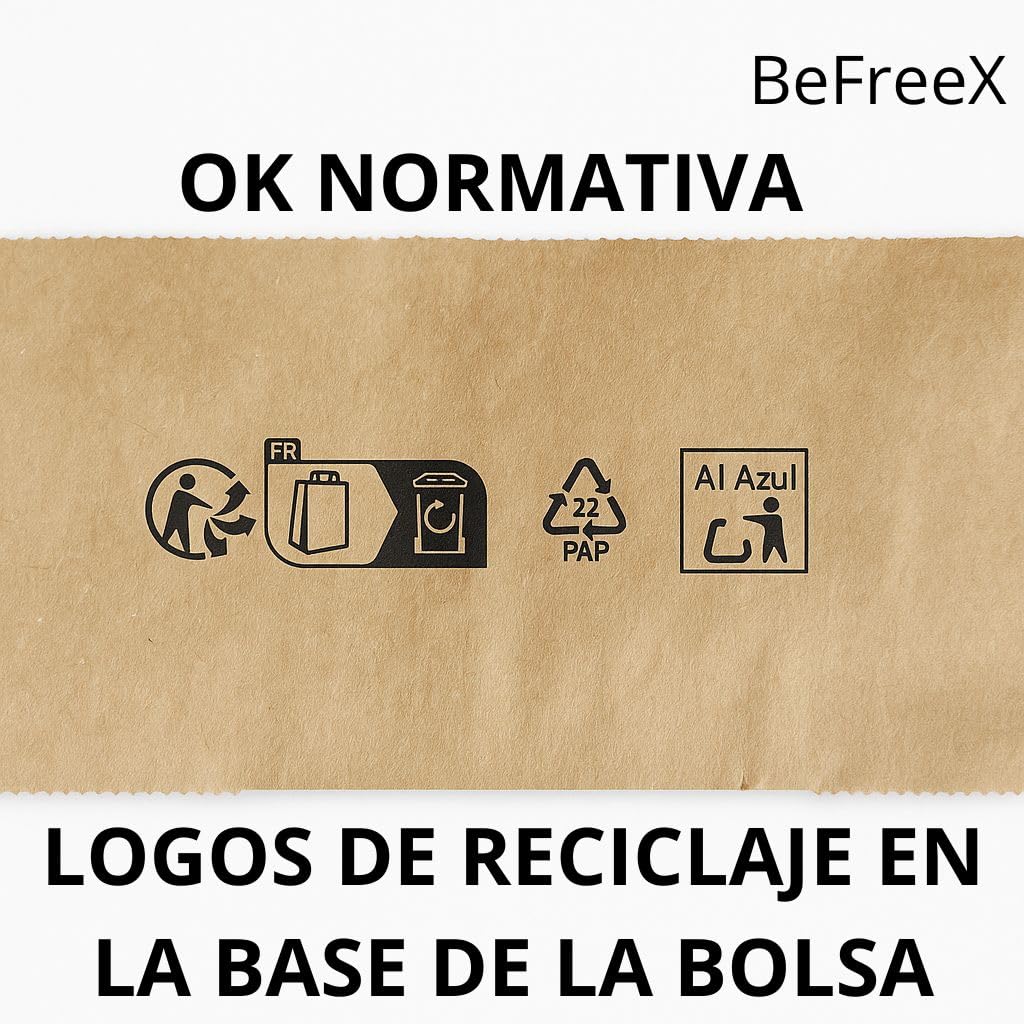 BeFreeX - Bolsas de papel kraft con asa plana 26×17×29 cm | Packs de 175 y 350 unidades | Resistentes, ecológicas y personalizables | Bolsas para regalo | Para tiendas, eventos y comercios (350)