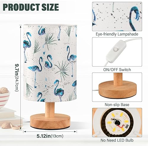Miniatura 3 de Nightstand Lamp Modern Lamps Retro Blue Watercolor Flamingoes Lamp for Desk Bedside Table