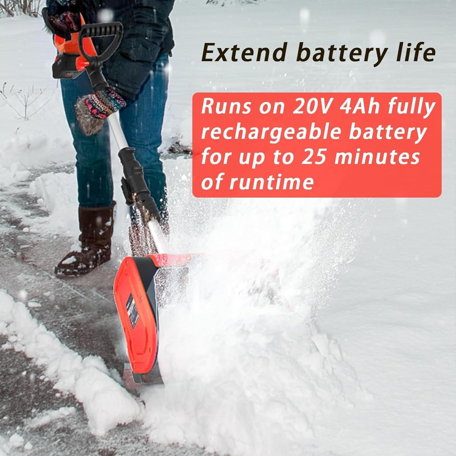 電動除雪ショベル、バッテリー2個付きコードレス除雪機、調節可能な