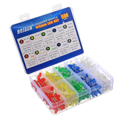 Miniatura 10 de BOJACK Paquete de 10 colores de 200 piezas de luces LED de diodo de 0197in CC transparente de 2 V - 32 V 20 mA lámparas de bombillas de iluminación