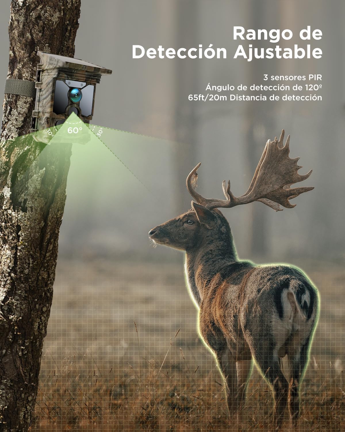 CEYOMUR Cámara Caza Solar 4K 68MP, Camara Fototrampeo Wi-Fi con Batería de 5200 mAh, Sensor de Movimiento de 120°, Visión Nocturna, IP66 a Prueba de Agua con Tarjeta Micro SD de 32 GB