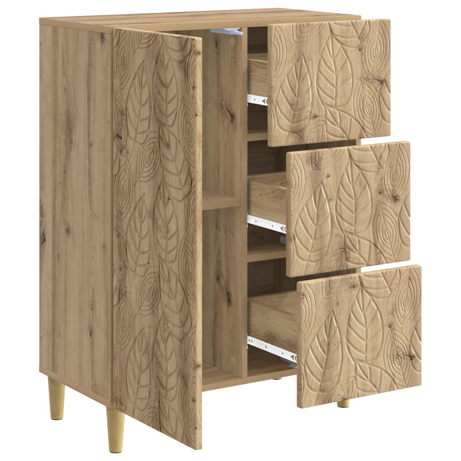 Madera de eucalipto estilo vintage Aparador con estantes 66 x 34 5 x 90 cm
