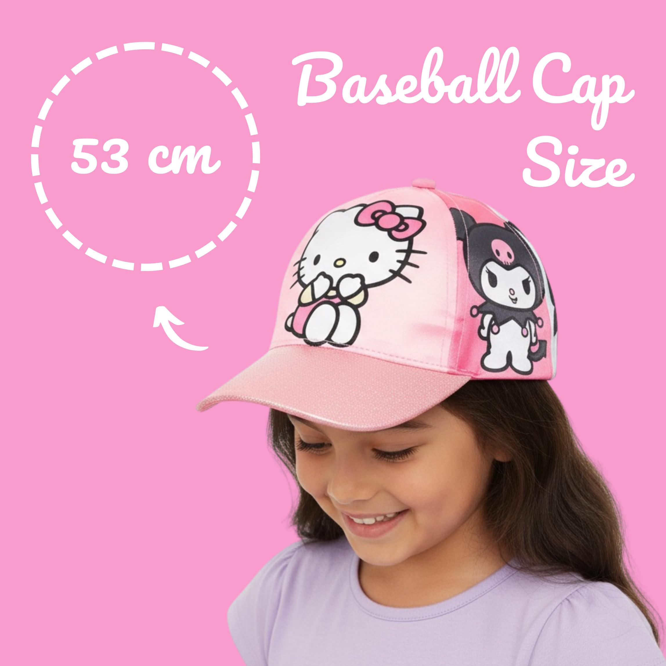 Hello Kitty & Friends Gorro para Niñas, Gorra de Beisbol Keroppi Kuromi My Melody Badtz-Maru, Gorra de Verano Infantil