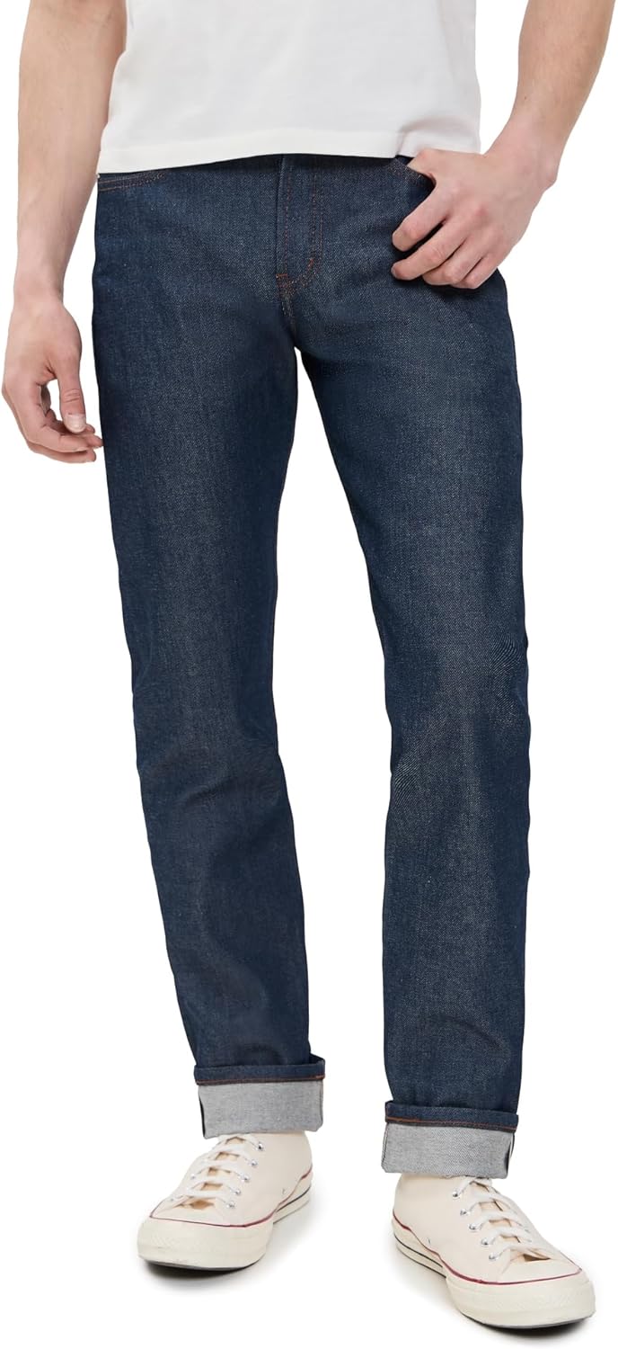 Naked & Famous Denim Men's Weird Guy Tapered Fit Jean in Natural Indigo Selvedge