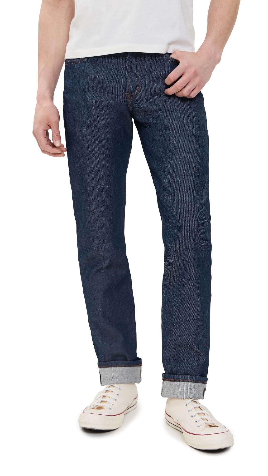 Naked & Famous Denim Men's Weird Guy Tapered Fit Jean in Natural Indigo Selvedge
