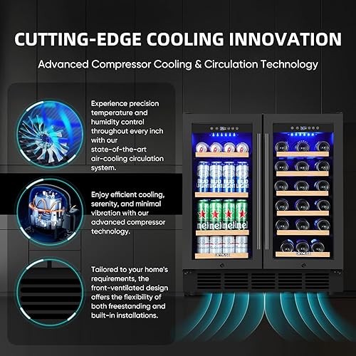 Miniatura 132 de Refrigerador de bebidas de 15 pulgadas, refrigerador de bebidas de 130 latas con puerta de vidrio y cerradura, compresor mejorado, bajo ruido