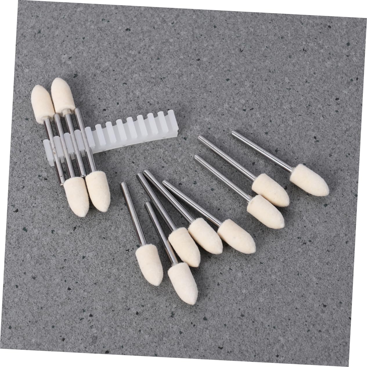 Wool Conical Felt Point Polishing Tool White 12 Pcs for Rotary Drills