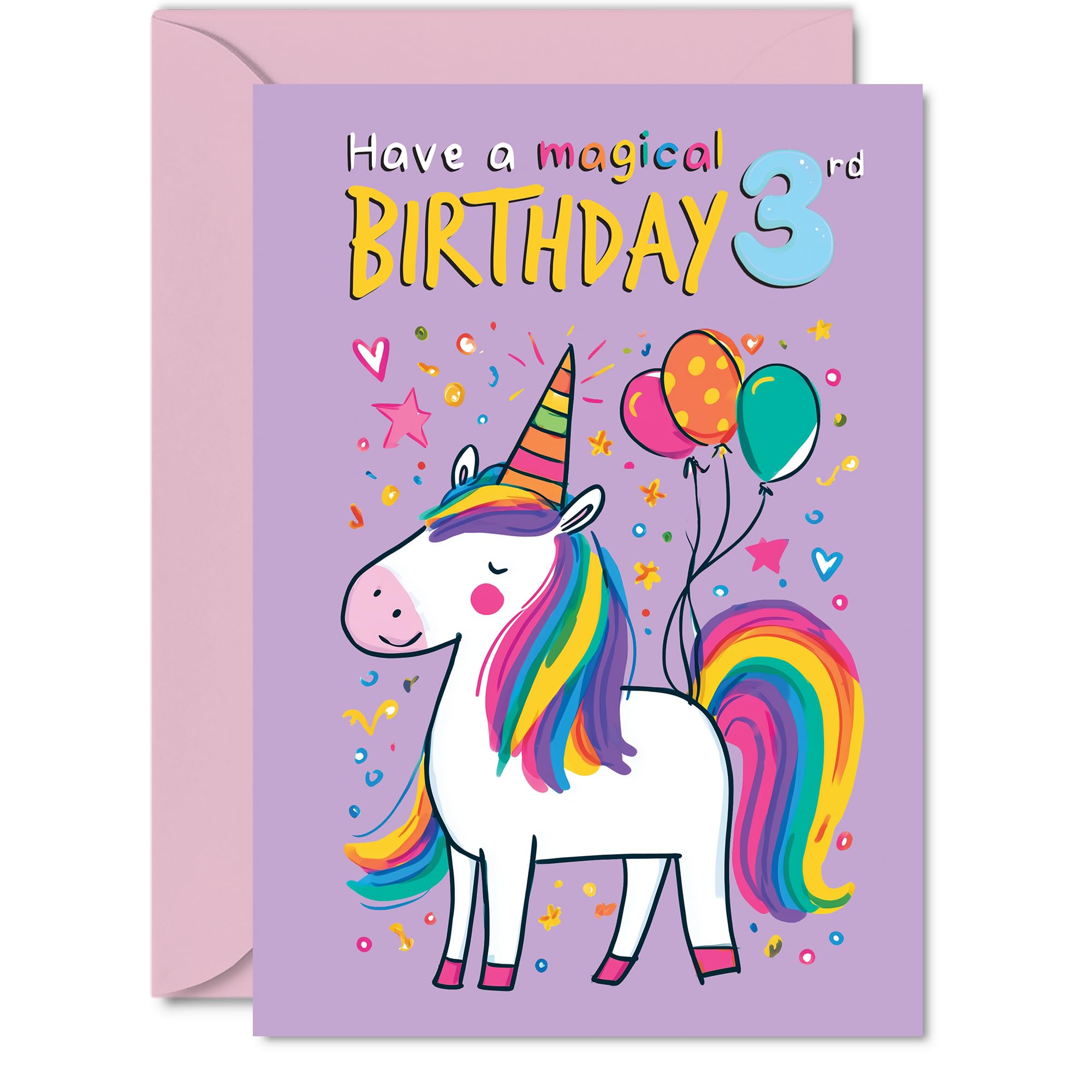 3rd Birthday Cards for Boys Girls - Magical Birthday - Happy Birthday Card for 3 Year Old Boy Girl Brother Niece Granddaughter Sister, A5 Bday Greeting Cards