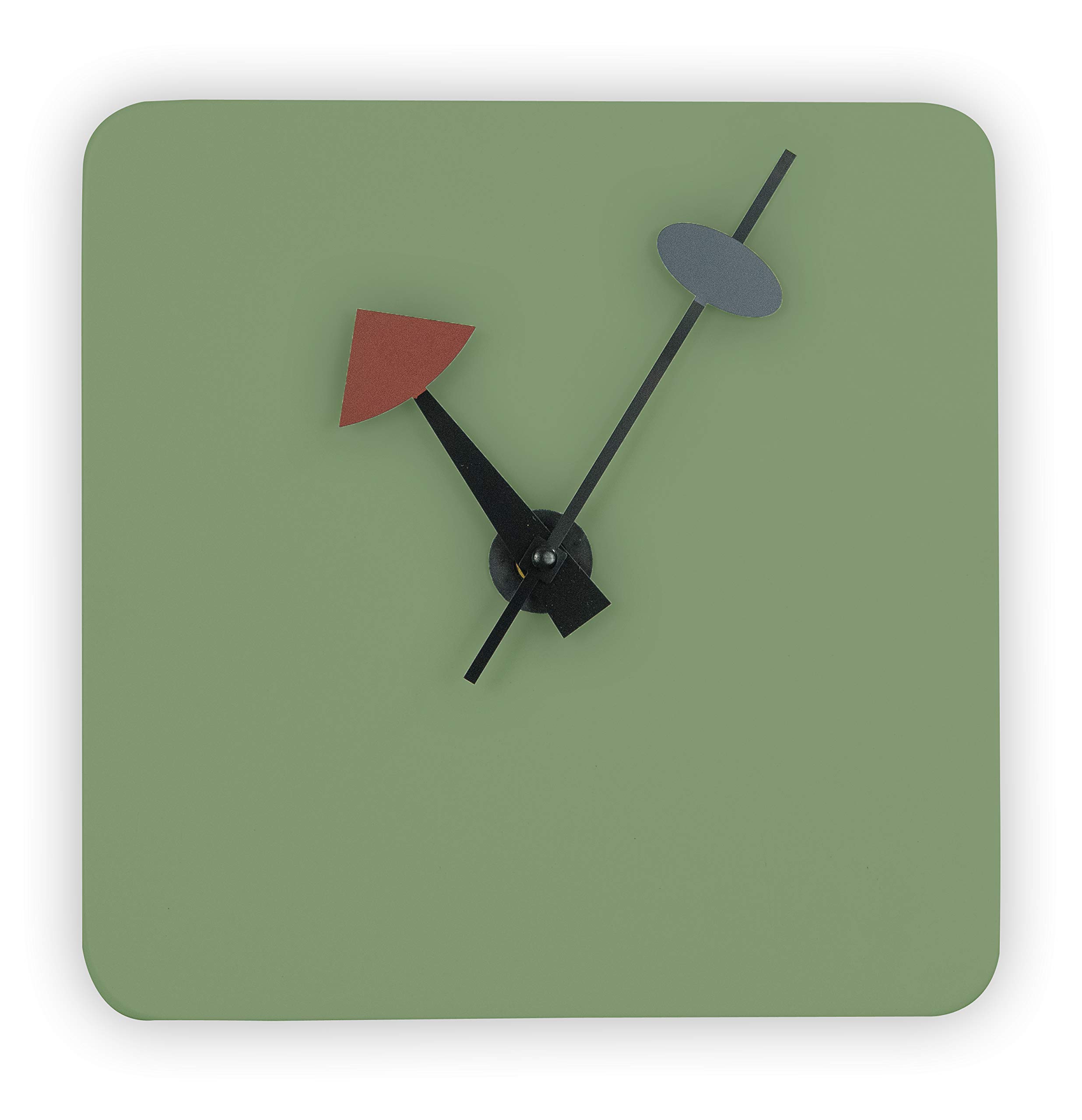 LeisureModManchester Classy Square Wood Silent Wall Clock in Mint Green