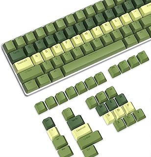 PBT Keycaps 112 Keys OEM Profile Double-Shot Full Keycap Set ANSI ISO Layout for Mechanical Keyboard, Compatible with MX Switches Cherry/Gateron/Kailh/Akko Switch (Dark Green Gradient, Only Keycaps)