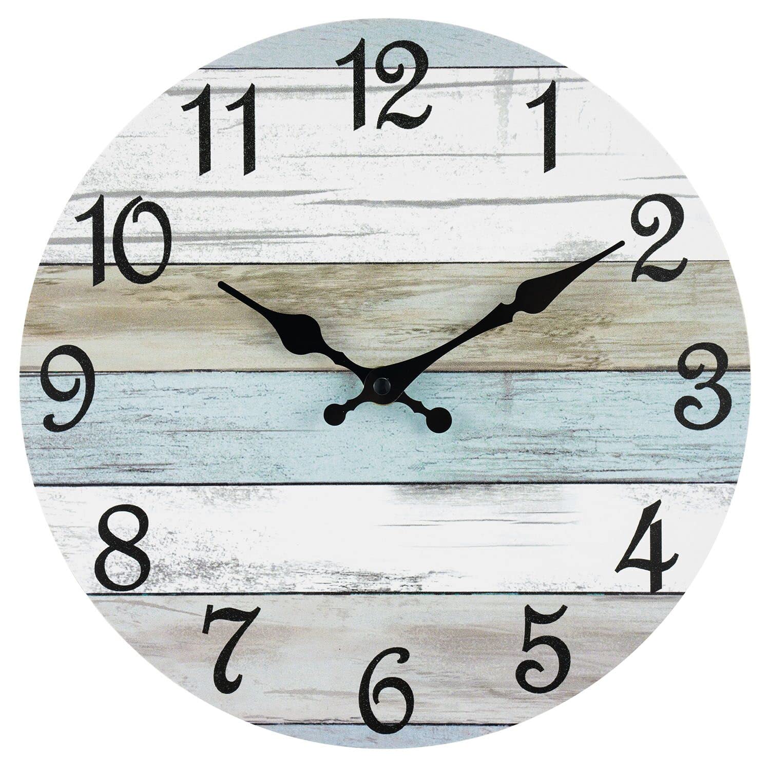 Wall Clock - CHYLIN Silent Non Ticking Wall Clocks Battery Operated, Rustic Coastal Country Clock Decorative for Bathroom Kitchen Bedroom Living Room(10 Inch)