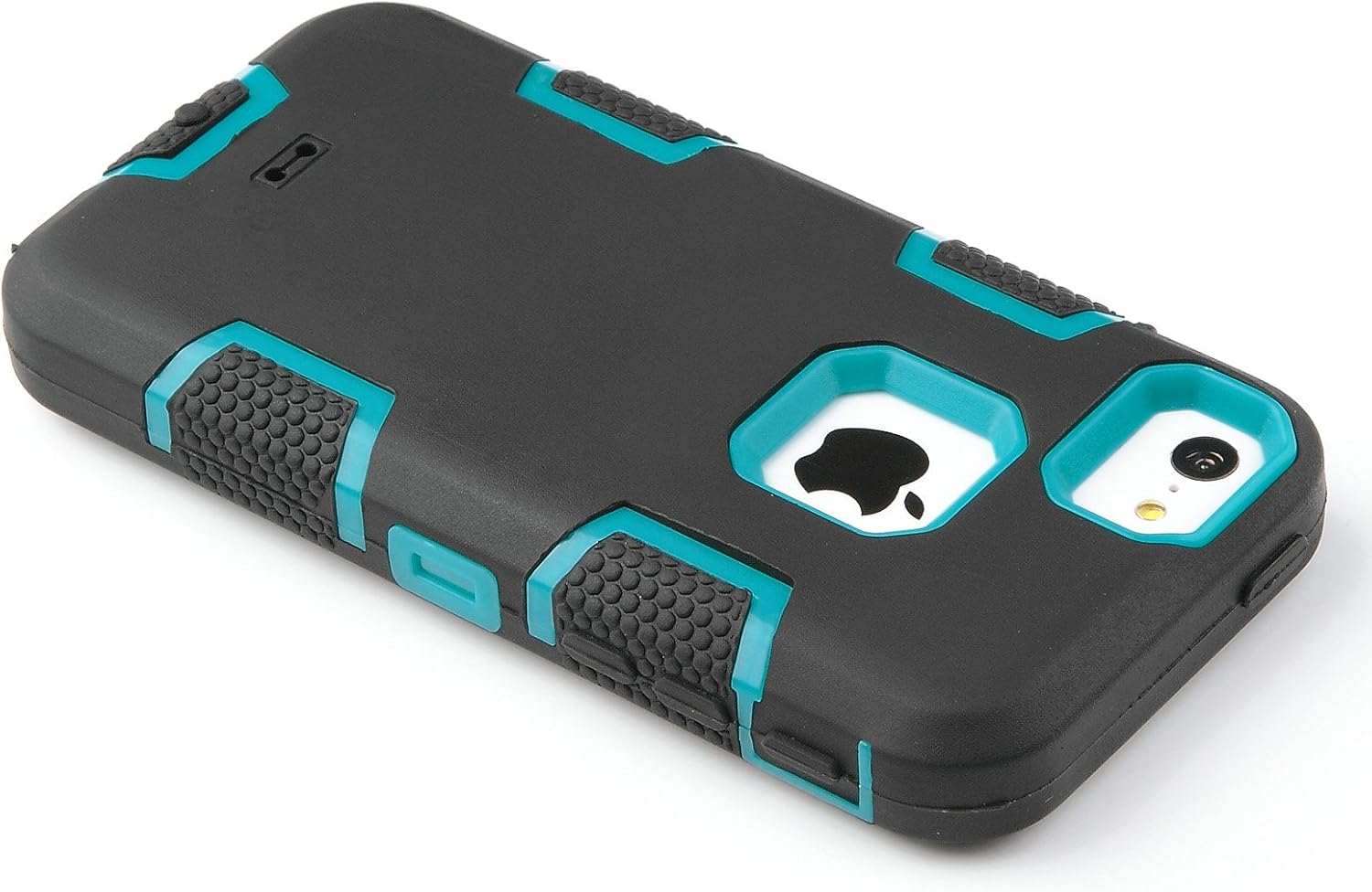 iPhone 5C Case, ULAK Full Protection Hybrid Soft Silicone Hard Inner Case Cover for Apple iPhone 5C Shock Absorbing with Screen Protector and Stylus - (Aqua Blue/Black)