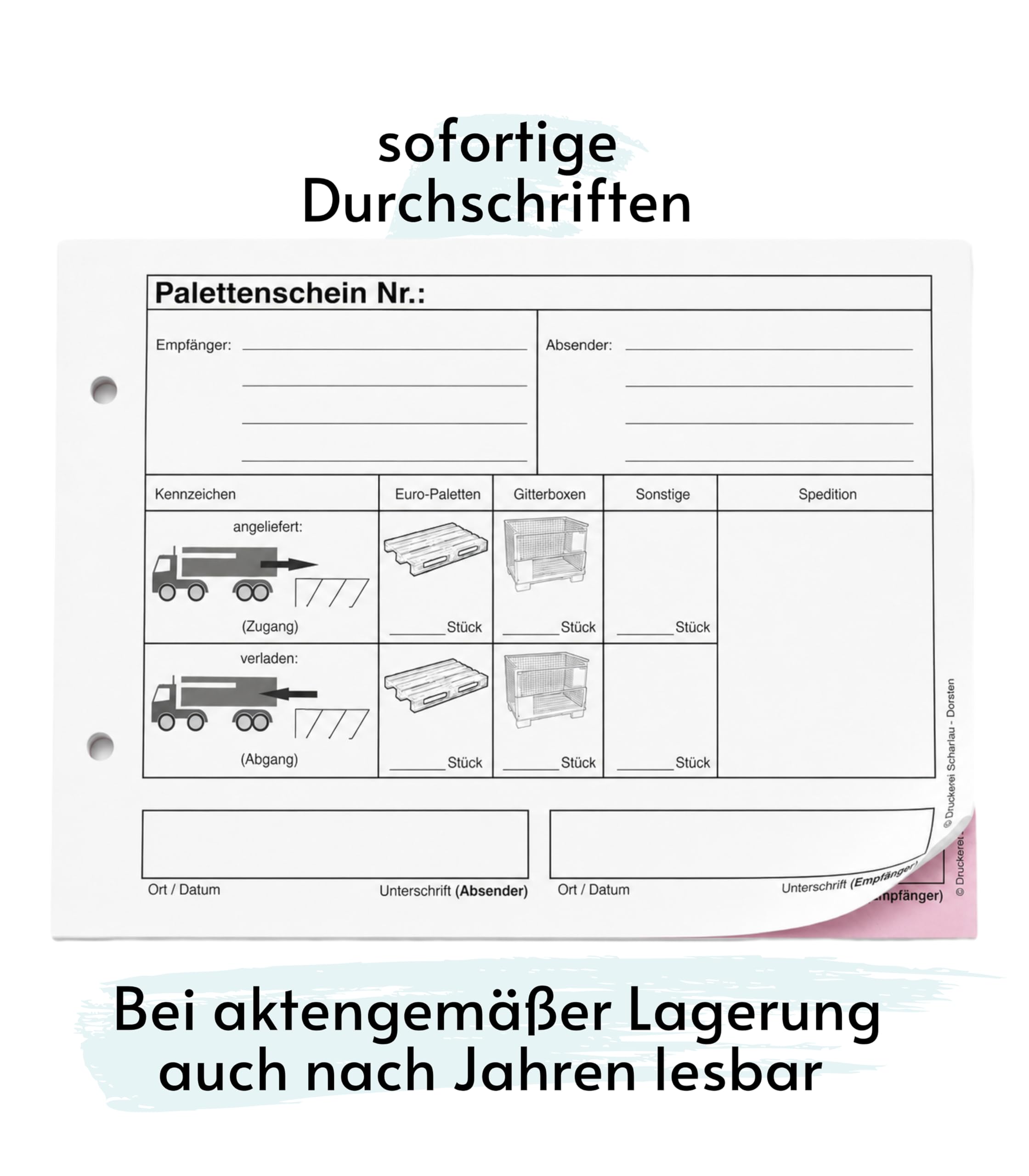 10x Palettenschein Block DIN A5 | Lademittelnachweis | Lademittelschein | Palettentauschblock | 2-fach selbstdurchschreibend (23076)