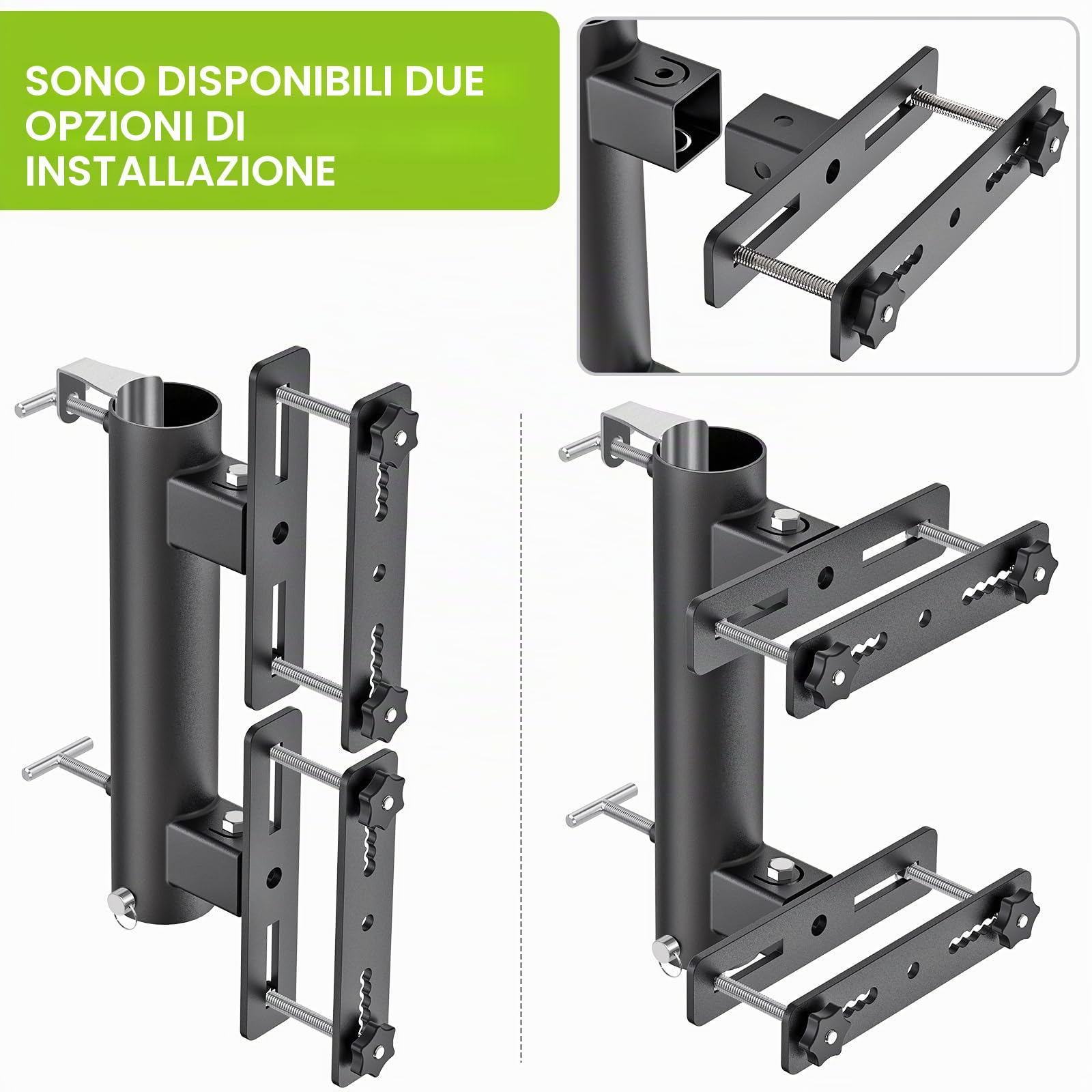 Portaombrelli per ringhiera Resistente, Supporto Regolabile per ombrelloni da Patio per Pali da 1-2 Pollici, Supporto per ringhiere Verticali Sicuro e Robusto, massimizza Lo Spazio Esterno