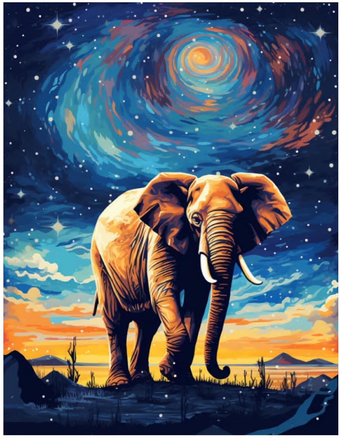 Rqwybcaxn DIY Latch Hook Rug Kit Fantasy Elephant 55x75cm