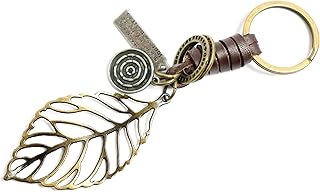 AuPra Autumn Leaf KeyChain Gift Women Men Leather Plant KeyRing Girl Boy Surprise Addition Keys Present