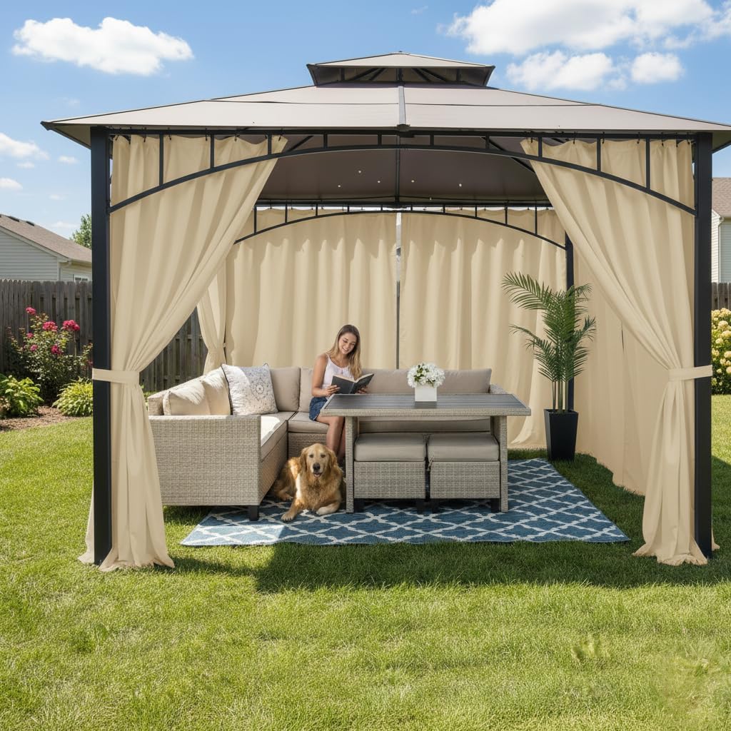 HolidayIdeas Outdoor Patio Curtains Waterproof with Rod Pocket 6 Pcs 54x84 Inch- Protect Privacy & Weatherproof Balcony Outdoor Curtains for Apartments,Porch, Pergola, Sliding Glass Door, Cream - Image 2