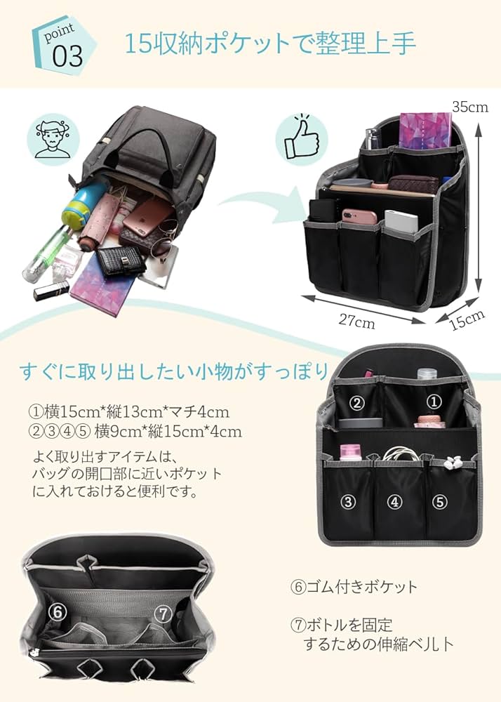 Amazon.co.jp: バッグインバッグ リュック[A4 形崩れない] 改良