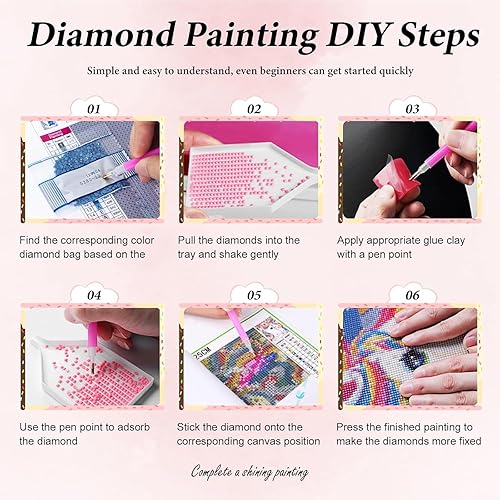 Miniatura 7 de EIBEILI Paquete de 6 kits de arte de diamantes para adultos, kits de pintura de diamantes 5D para principiantes, arte de gemas de bricolaje con
