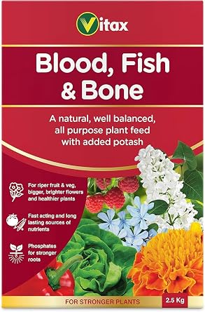 Blood Fish & Bone Fertilizer – Organic Multi-Purpose Plant Food for Vegetables, Fruits & Flowers – Promotes Healthy Growth, Vibrant Flowers, Better Ripening (2.5kg)