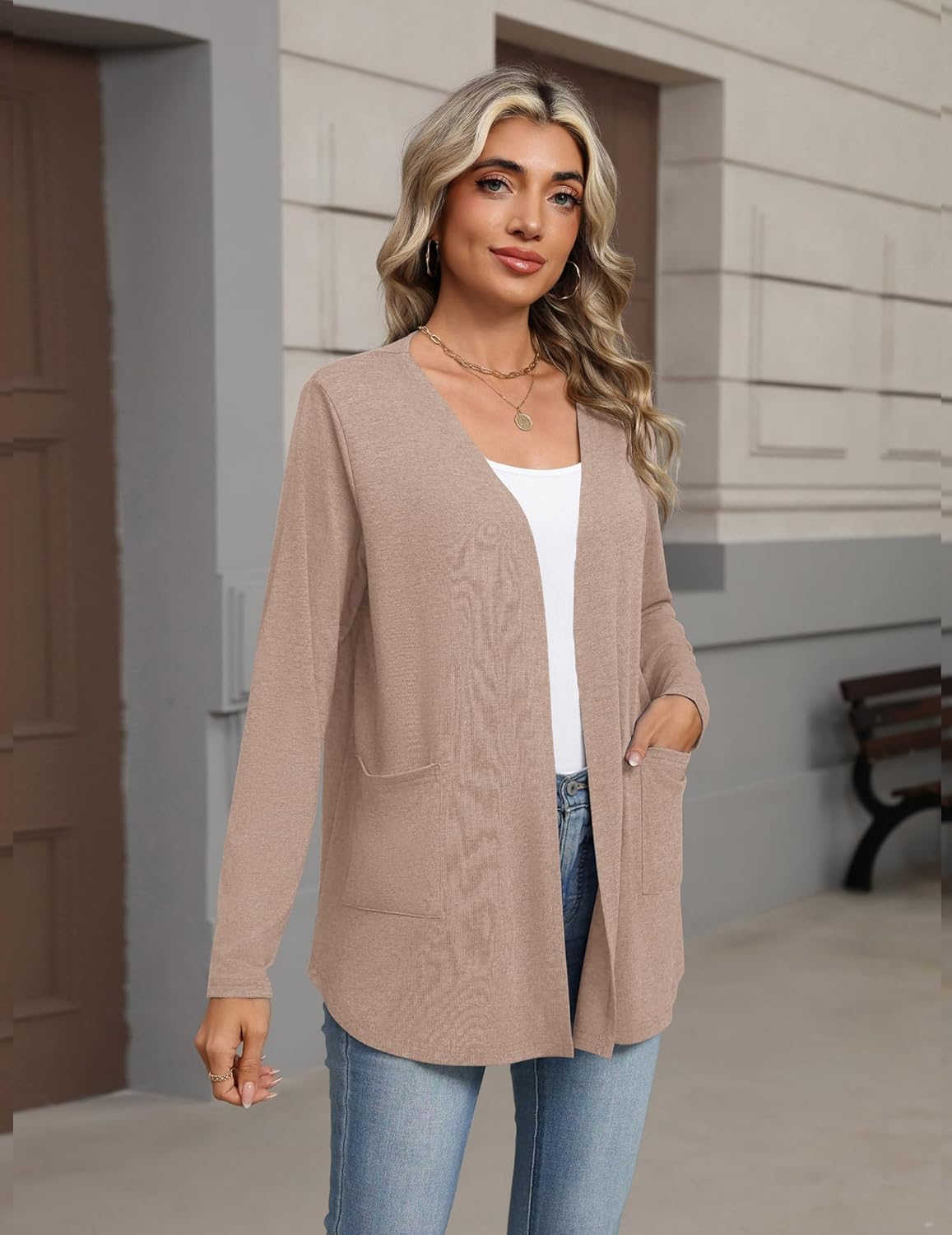 Zeagoo Lightweight Cardigan for Women 2026 Long Sleeve Open Front Casual Cardigans with Pockets - Image 4