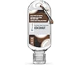 Palm Safe Coconut 60ml Anti Bacterial Premium Hand Sanitiser Travel Size Refillable Clip Bottle Quick Drying Non Sticky Extra Moisturising Kills 99.9% of Viruses and Bacteria