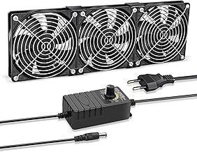 GDSTIME 3 x 120mm PC Lüfter 230V Dual Kugellager 360mm Gehäuselüfter mit AC 220V 230V Angetrieben Einstellbare Geschwindigkeit Kontrolle für Computer Serverschrank Router Laptop Workstation Chassis