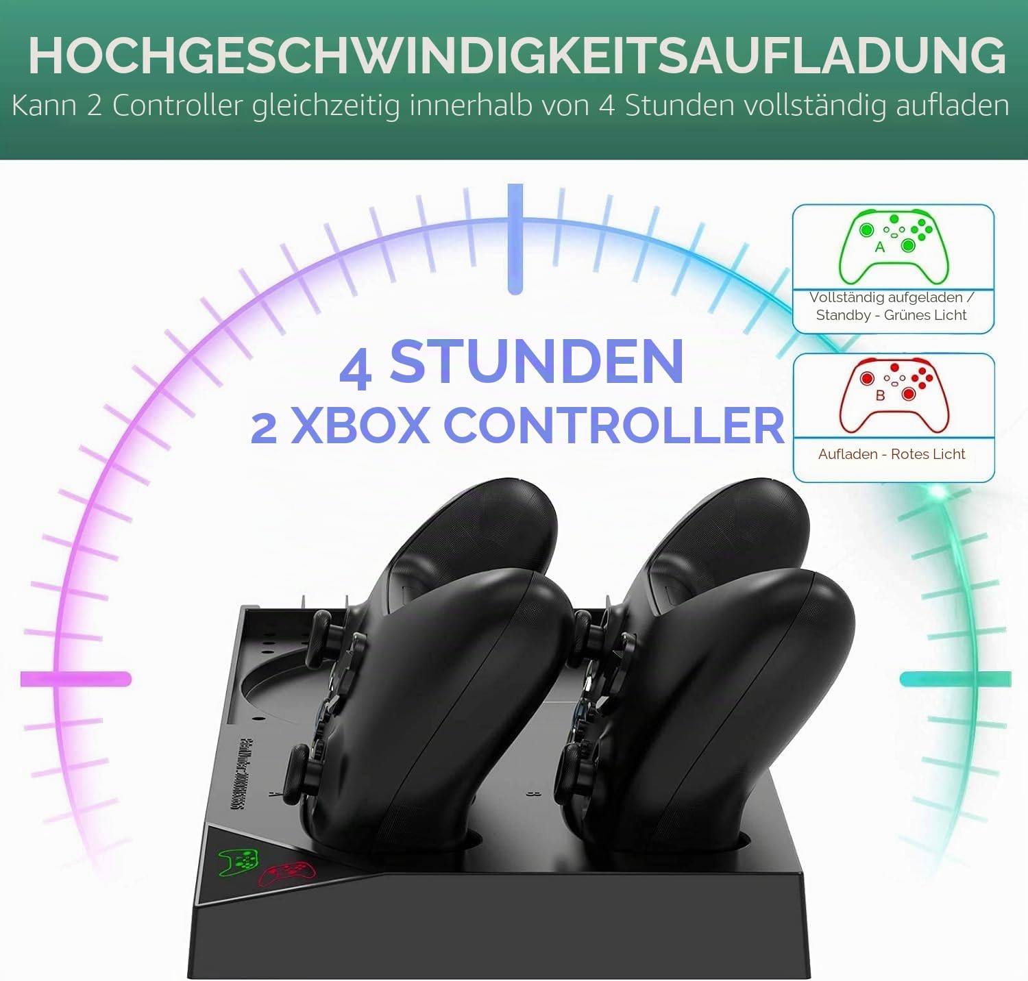 FASTSNAIL Ständer Kompatibel mit Xbox Series X, Lüfter kühler Kompatibel mit Xbox Series X mit wiederaufladbar 2x1400 mAh Akkus, Ladestation, Spiele Discs aufbewahrung und Headset Halterung