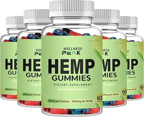 Gomitas Wellness Peak - Gomitas de cáñamo Wellness Peak (paquete de 5, 300 gomitas)