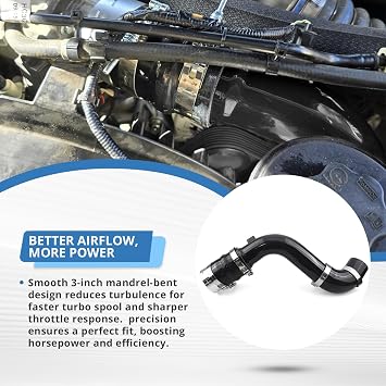 Turbo Intercooler Outlet Tube Cold Side Charge Pipe Compatible with Ford Power Stroke 2017-2024 6.7L (Black)