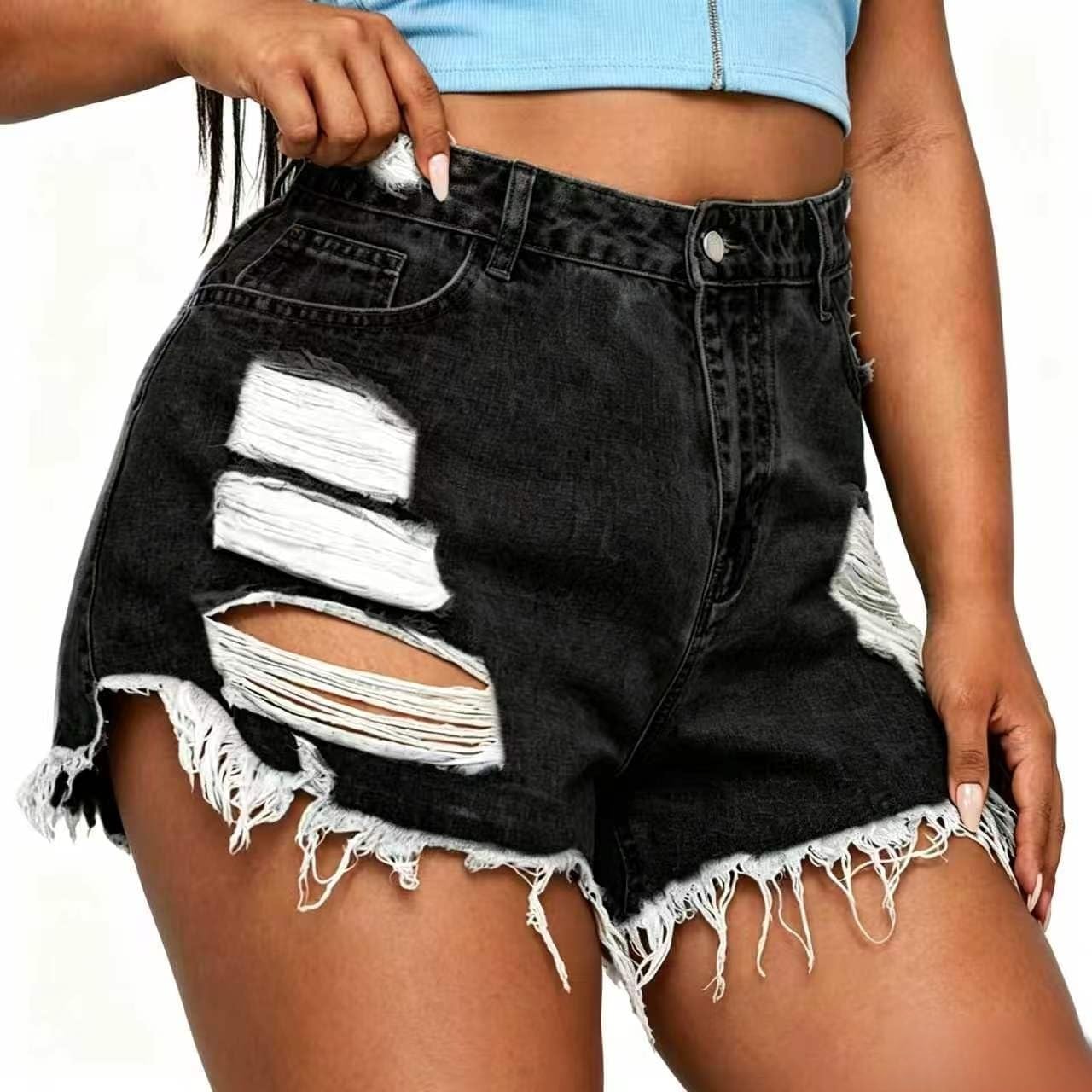 ALLABREVE Women Plus Size Denim Shorts High Waisted Stretchy Jean Shorts Summer Casual Jorts