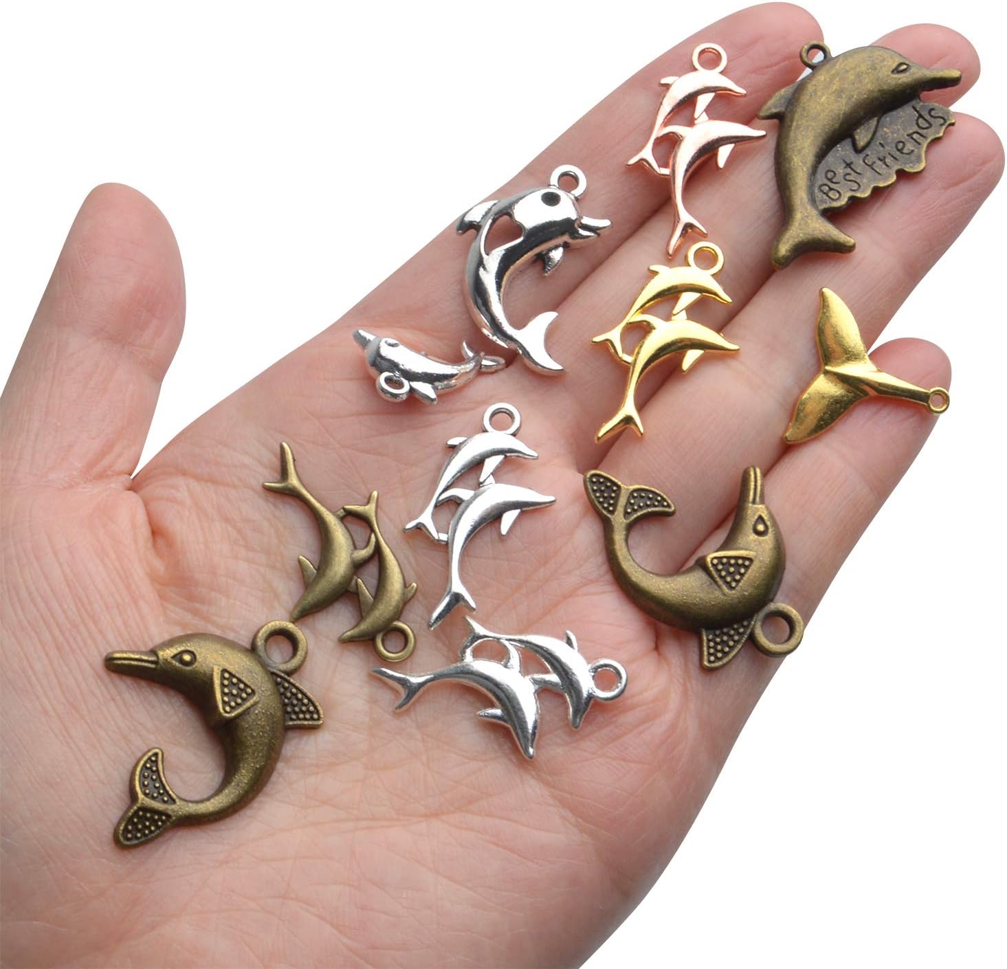Jdesun 100g Mixed Styles Dolphins Charms Collection, Dolphin Charms Pendants Jewelry Making Charms for DIY Earring Bracelet Necklace - Image 7